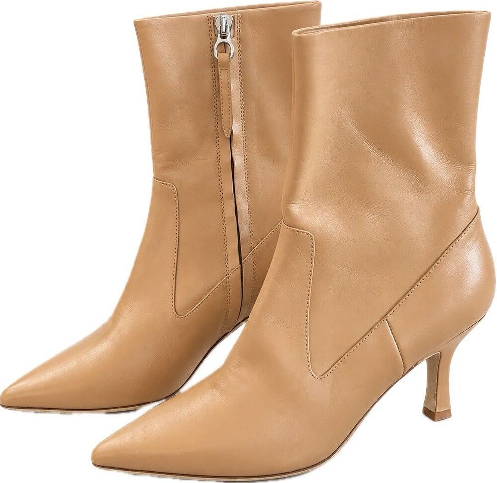 New Aeyde Pointed Toe Ankle Boots in Beige Leather Size 39 US 8.5